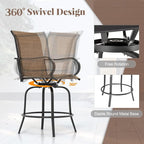 Giantex Set of 2 Swivel Outdoor Bar Stools, All-Weather Bar Height Patio Chairs - Image 5