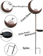 Solar Garden Light Outdoor Decorative, Moon Decor Crackle Glass Globe Garden - Image 4