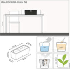Lechuza BALCONERA Color 50 White, Self-Watering Window Box, H7.5 L19.7 W7.5 in - Image 4
