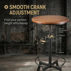 Topower Industrial Pub Table 23.65" Round Wood Top Adjustable Height 33.5"-39.4" - Image 6
