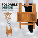 Idzo Mira Acacia Wood Folding Bistro Side Table Outdoor, 19.5 Inch x 19.5 Inch - Image 4