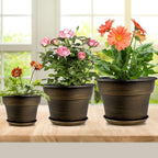 Plant Planters Pots Set of 4 Pack 8 Inch, Plastic Flower Pot - Image 2