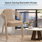 VINGLI PE Rattan Outdoor Dining Chairs Set of 2, Plastic Stackable Patio Chairs - Image 4
