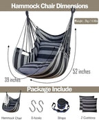 Halalona Hammock Chair Hanging Hammock Chair Rope Swing 2 Cushions - Image 6