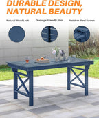 HDPE Outdoor Dining Table, 66.9” Rectangle Patio Dining Table - Image 8