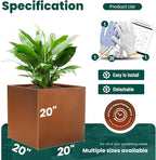 Corten Steel Planter Box Outdoor Planter Metal Square 20 Inch Large Steel - Image 2