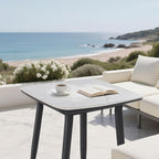 Modern 35.4'' Rounded Square Outdoor Bar Table, Greek White Marble-Inspired - Image 8
