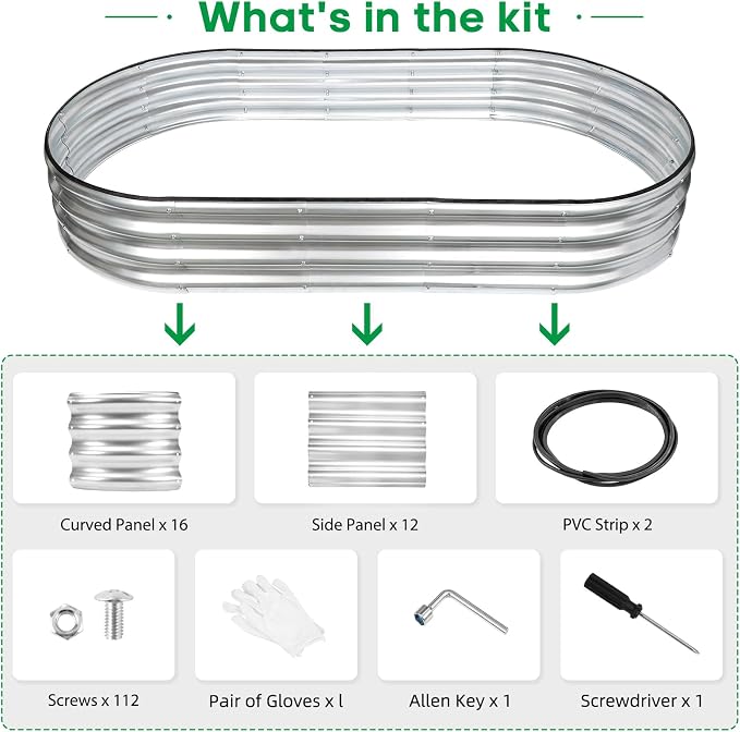 JERIA 2 Pcs 6×3×1ft Oval Raised Garden Bed, Galvanized Raised Garden Bed Kit - Image 3