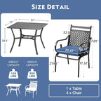 MELLCOM 5 Pcs Patio Dining Set, Outdoor Table and Chairs - Image 2
