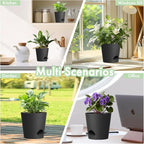 4 inch Self Watering Pots for Indoor Outdoor Plants, 6 Pack Plastic Flower - Image 6