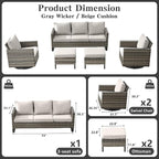 Belord Wicker Patio Furniture 5 Piece Outdoor Sofa Set, Oversize Outdoor Swivel - Image 3
