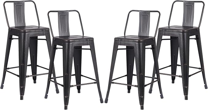 AC Pacific 24” Metal Barstool Set of 4 – Country Rustic Style by ACPacific