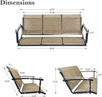 Textilene 3 Seat Hanging Swing, 5.2FT Patio Bench Swing, 660lbs Heavy Duty - Image 7