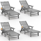 Patio Chaise Lounge Chair Set of 4, Oversized Lounge Chair Outdoor by THOEOE