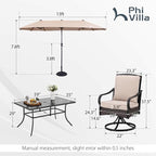 PHI VILLA Outdoor Dining Set for 6, All-Weather Patio Table and Chairs Set - Image 6
