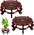 Geetery 2 Pcs 4 to 12 in Wooden Plant Stands Indoor Chinese Oriental Plant Stand by Geetery
