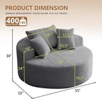 Oversized Round Chair Lounge Chaise Indoor, Upholstered Corduroy Deep Seat - Image 2
