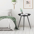 SYQ Small Black Side Table, Modern Round Metal end Table, Simple Circle Accent - Image 4