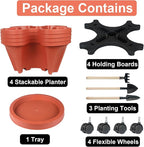 GameXcel Vertical Planter 4 Tier Stackable Planters Garden Planters Strawberry - Image 8