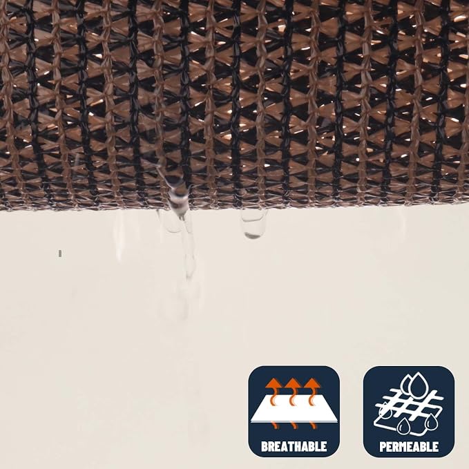 SUNNY GUARD Custom Size 16'x16' Brown Sun Shade Sail Rectangle UV Block Shade - Image 5