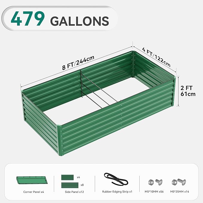 YITAHOME 8x4x2ft Large Raised Garden Bed Kit, Galvanized Metal Planter Box - Image 8
