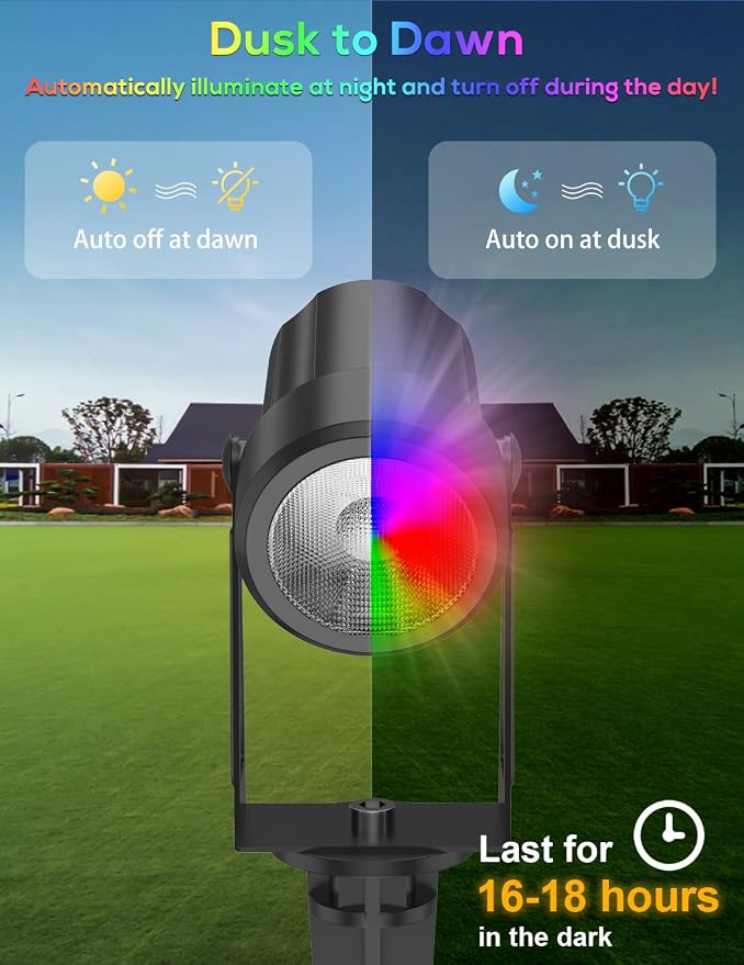 ZYAN Solar Landscape Spotlights Outdoor, Auto On/Off & IP65 Waterproof - Image 6