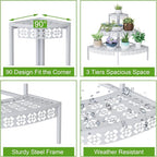 3 Tier Plant Stand Semi-Circular Flower Pot Organizer Rack Quarter Round Plant - Image 4