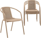 VINGLI PE Rattan Outdoor Dining Chairs Set of 4, Plastic Stackable Patio Chairs by VINGLI