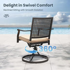 PHI VILLA Outdoor Conversation Furniture Set of 5 piece Patio Dining Set - Image 4