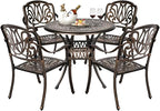VINGLI 5 Pieces Outdoor Patio Dining Set, Cast Aluminium Patio Furniture Set by VINGLI