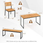 Tangkula 6 Pieces Outdoor Acacia Wood Dining Set, Patio Table and Chairs Set - Image 5