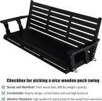 Wooden Porch Swing, Ergonomic Seat, Bench Swing - Image 3