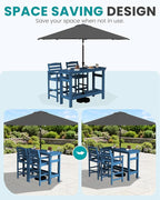 SERWALL Outdoor Bar Set with 9ft Umbrella, All-Weather HDPE Patio Bar Chairs - Image 3