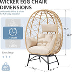 SWITTE Wicker Egg Chair Outdoor, Oversized Patio Lounge Chairs - Image 3