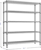 3500LBS 59" W 5 Tier Storage Shelves Rack Metal Wire Shelving Unit, Storage - Image 3