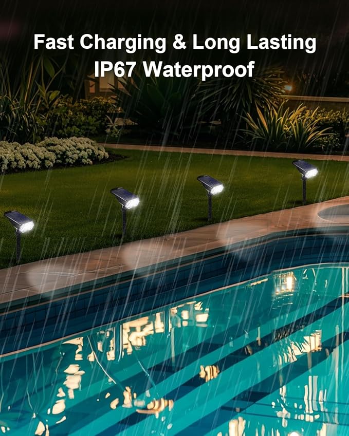 6 Pack Solar Powered Outdoor Spot Lights Outside Waterproof 20 LEDs Landscape - Image 6