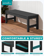 SERWALL 47 Inches Outdoor Bench Set of 2, All Weather HDPE Backless Bench - Image 6