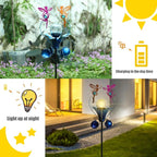 VCUTEKA Solar Lights Outdoor Metal Garden Stake Waterproof Crackle Glass Globe - Image 3