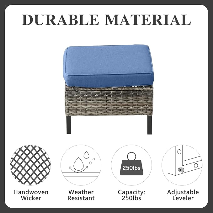 Belord 7 Piece Outdoor Furniture Patio Wicker Sofa Set, Oversize Outdoor Dining - Image 8