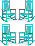 SERWALL HDPE Outdoor Rocking Chair Set of 4, Patio Rocking Chairs, All-Weather by SERWALL