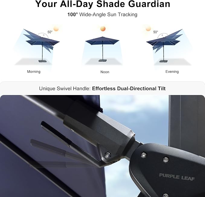 PURPLE LEAF 9.8' X 9.8' Left-right Tilting Patio Umbrella Outdoor Cantilever - Image 3