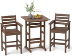 Tangkula 3-Piece Patio HDPE Bar Set, 2 Bar Height Adirondack Armchairs w/Square by TANGKULA