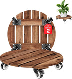 2pack Wood Plant Caddy With Wheels Heavy Duty Red Brown, 264 Lbs Capacity by Idzo