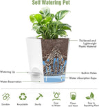 4 inch Self Watering Pots for Indoor Outdoor Plants, 6 Pack Plastic Flower - Image 5