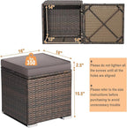 RELAX4LIFE Wicker Outdoor Storage Ottoman, 2-Piece Rattan Footstool w/Removable - Image 3