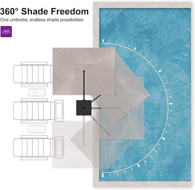 PURPLE LEAF 10' X 13' Rectangle Cantilever Umbrella - Image 6