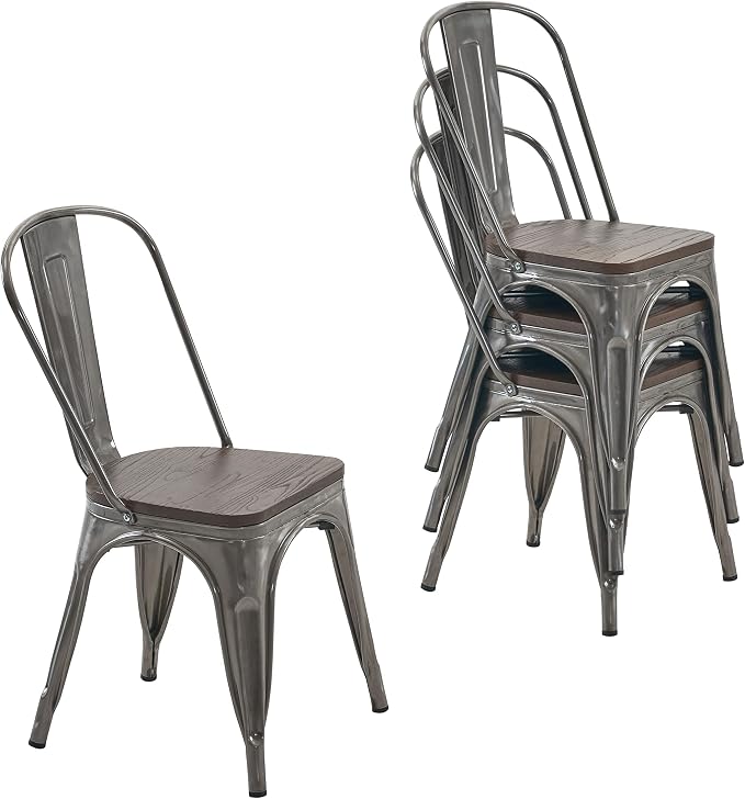 Nazhura Metal Dining Chair Farmhouse Tolix Style by NazhuraGoodCompanionAtHome