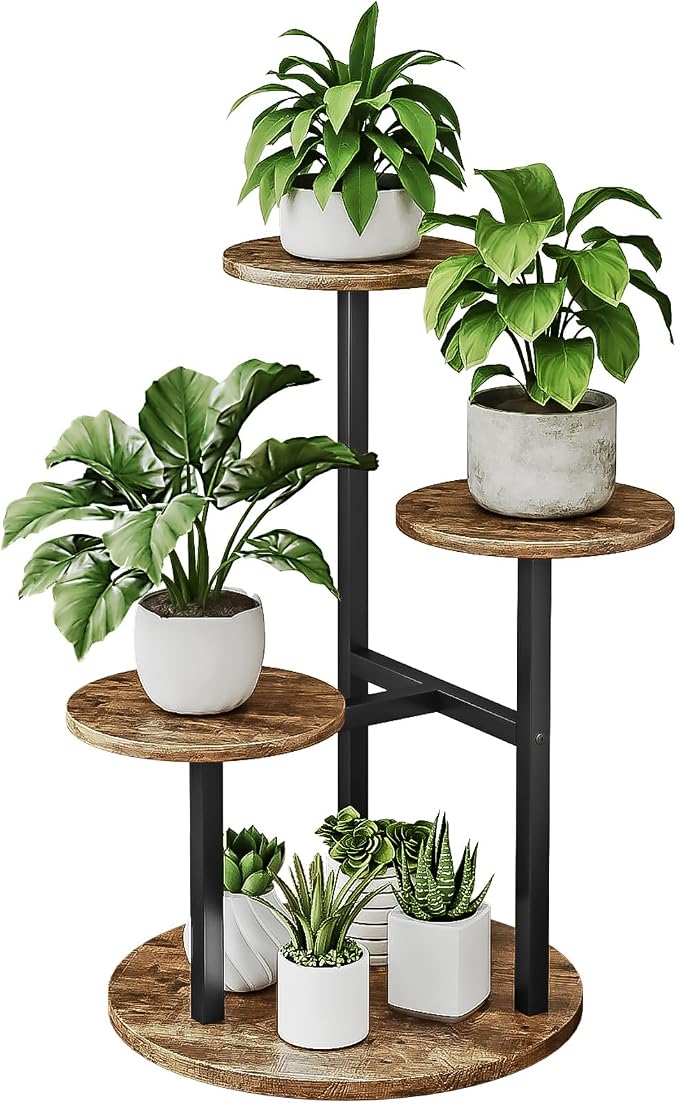 Plant Stand Indoor 4 Tier 5 Potted Multiple Flower Pot Holder by INGIORDAR