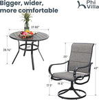PHI VILLA Patio Dining Set 5 Piece, 4 Padded Textilene Swivel Patio Chairs and - Image 8