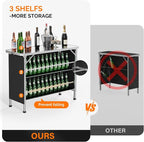 VINGLI 43" Portable Bar Table, 3-Tier Shelves, Mobile Bar Table - Image 4